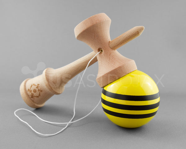 Kendama USA: Tribute Kendama Yellow with Black Triple Stripe