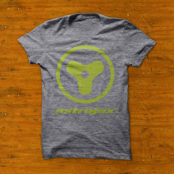 Gray Astrojax T-shirt with Green Logo
