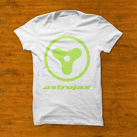 White Astrojax T-shirt with Green Logo