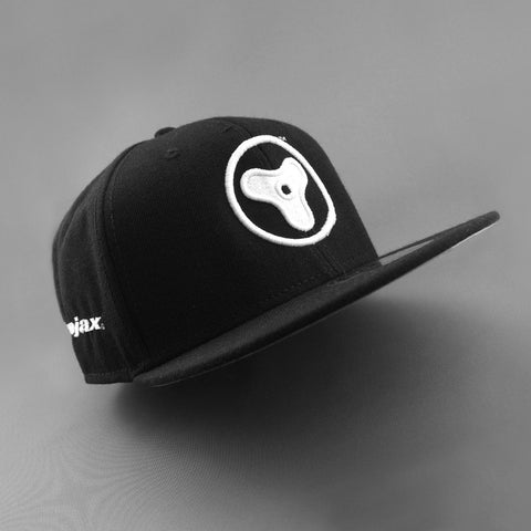 Black Astrojax Snapback Hat with White Logo
