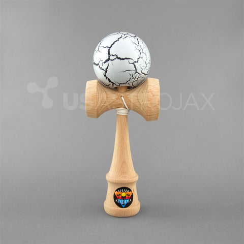 Bahama Kendama Baby Crackle: Metallic Silver Over black